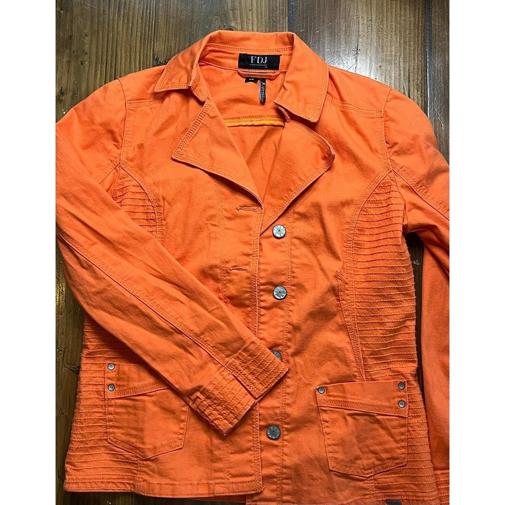 FDJ French Dressing Jeans Orange Button Up Utility Jacket Women Size M‎